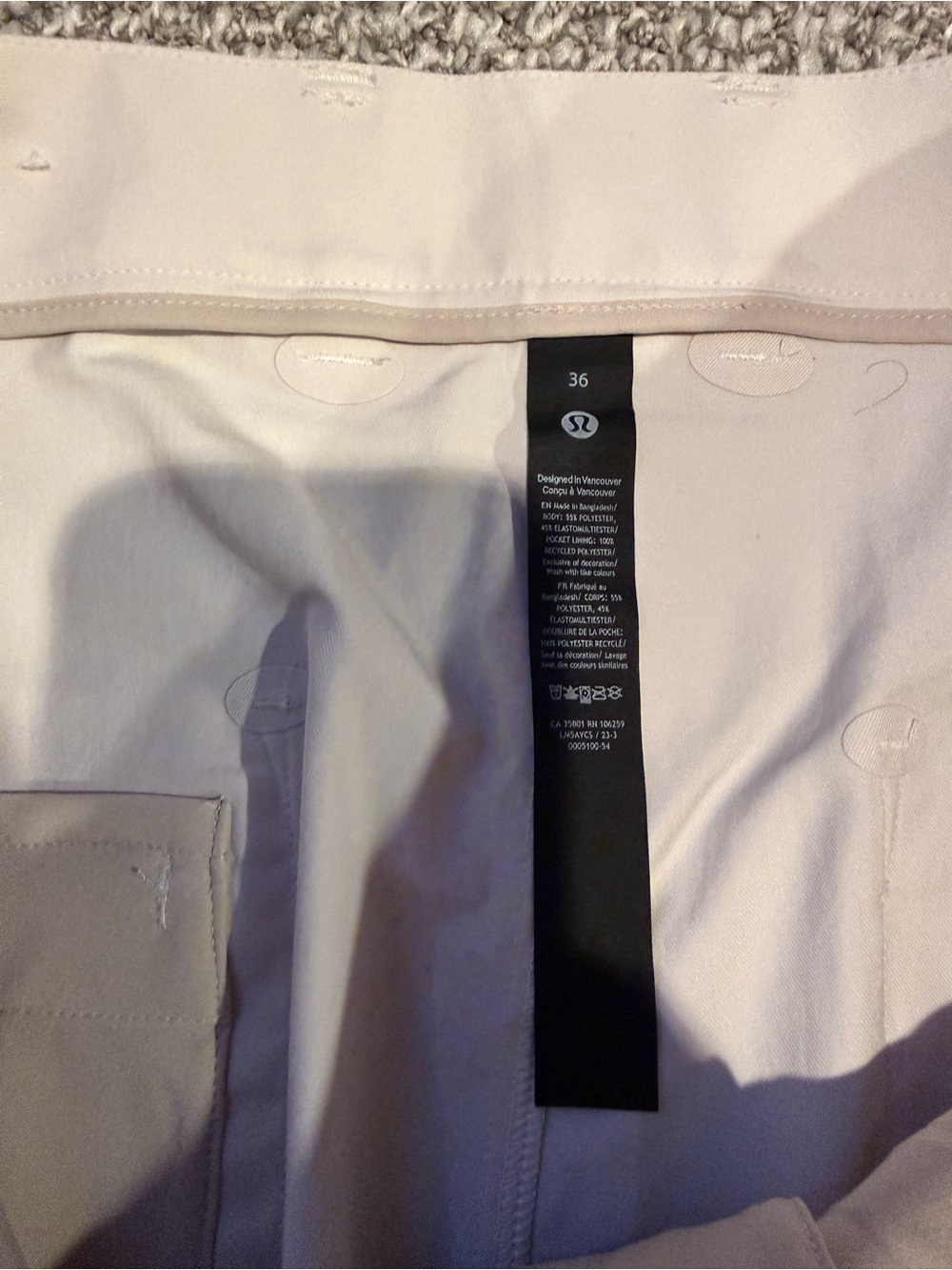 Lululemon Bone White Mens Straight Pants - Picture 3 of 5